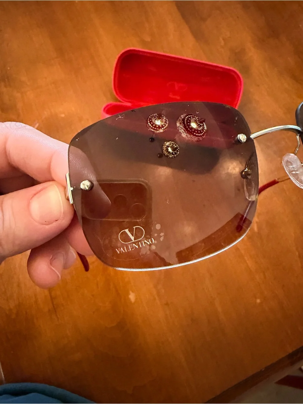 Valentino Rimless Sunglasses with Red Case